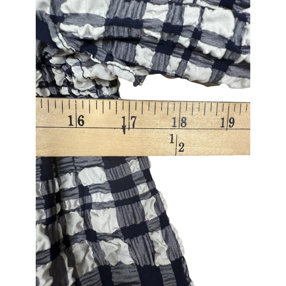 Solid and Striped Navy Babydoll Plaid Gingham Square Neck Mini Dress Size XL - Picture 7 of 8